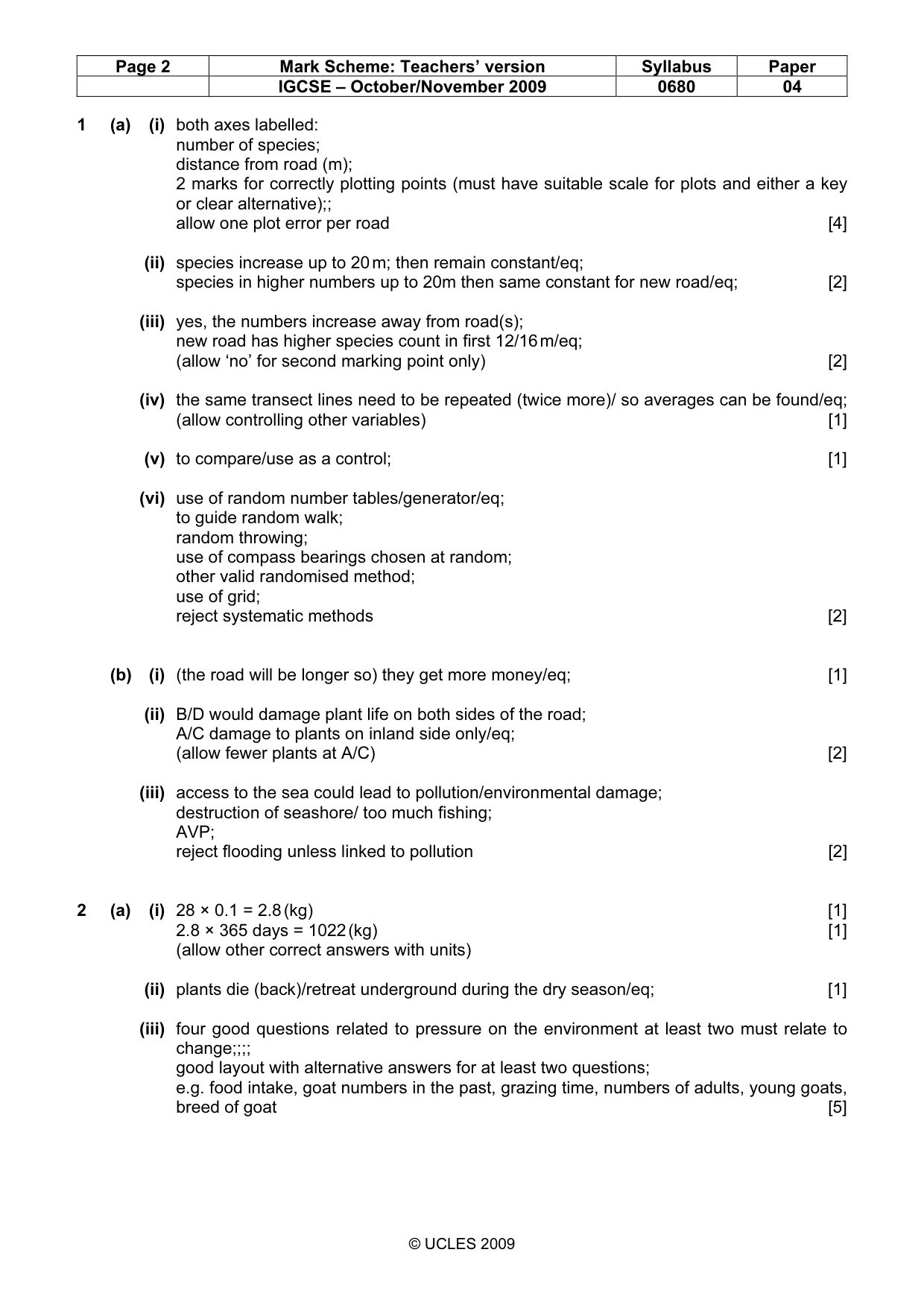 Mark scheme, page 2 of 4