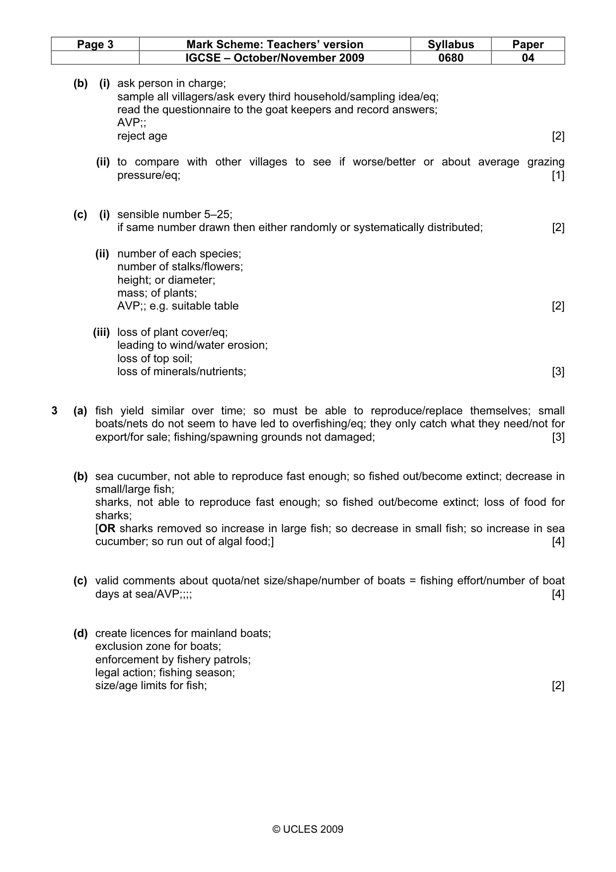 Mark scheme, page 3 of 4