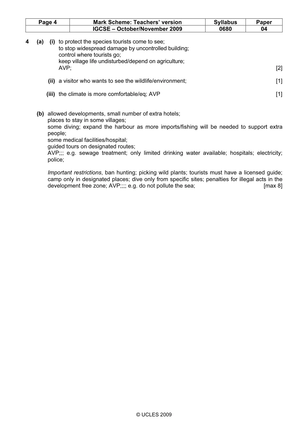 Mark scheme, page 4 of 4
