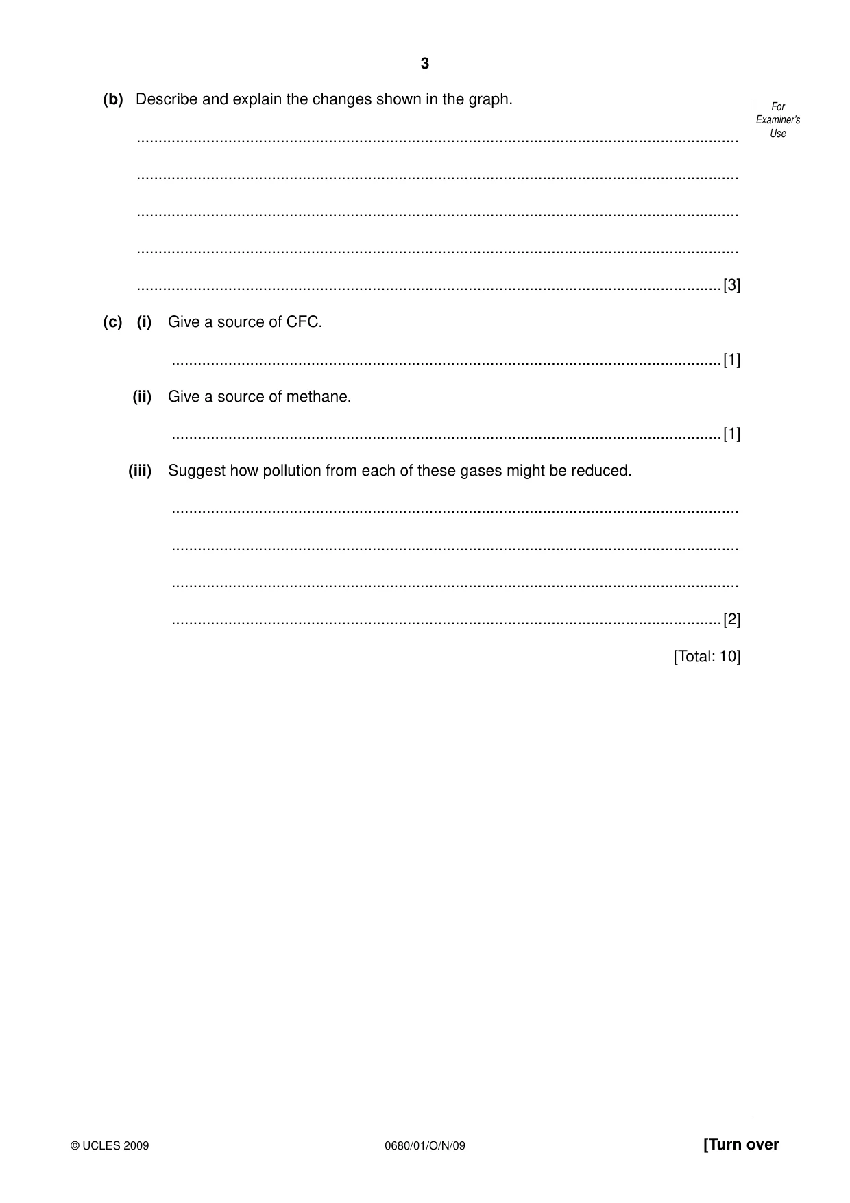 Cambridge IGCSE Environmental Management 0680 2009 Oct/Nov Paper 1 · Variant 1 question paper, page 3 of 16