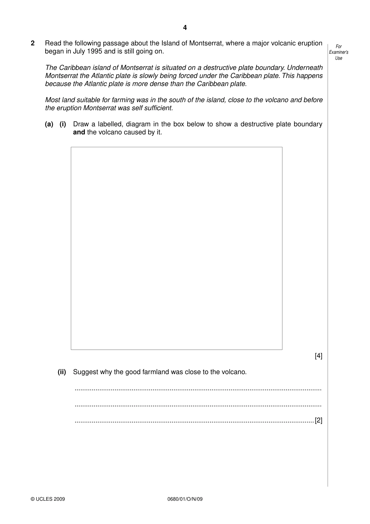 Cambridge IGCSE Environmental Management 0680 2009 Oct/Nov Paper 1 · Variant 1 question paper, page 4 of 16