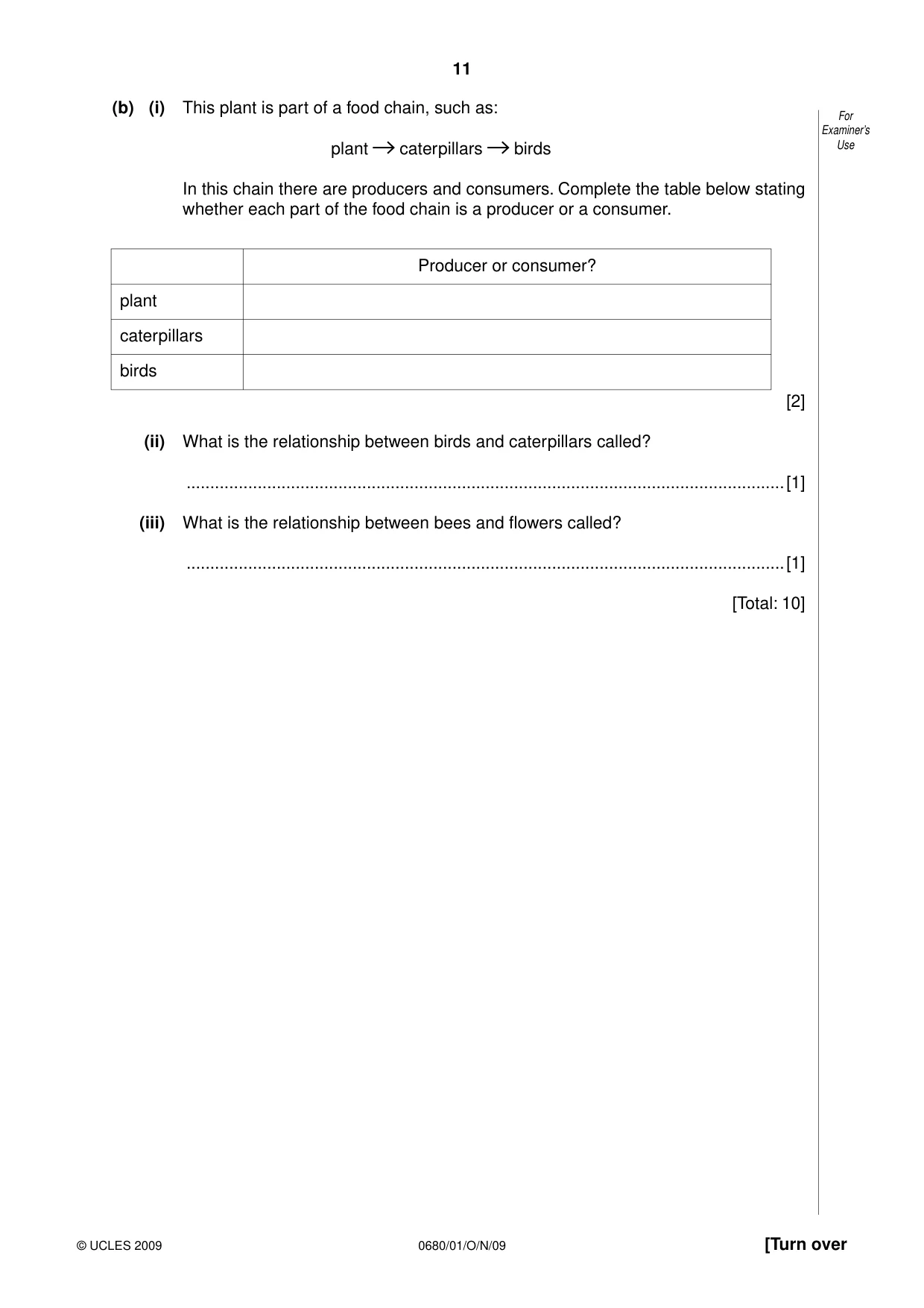 Cambridge IGCSE Environmental Management 0680 2009 Oct/Nov Paper 1 · Variant 1 question paper, page 11 of 16