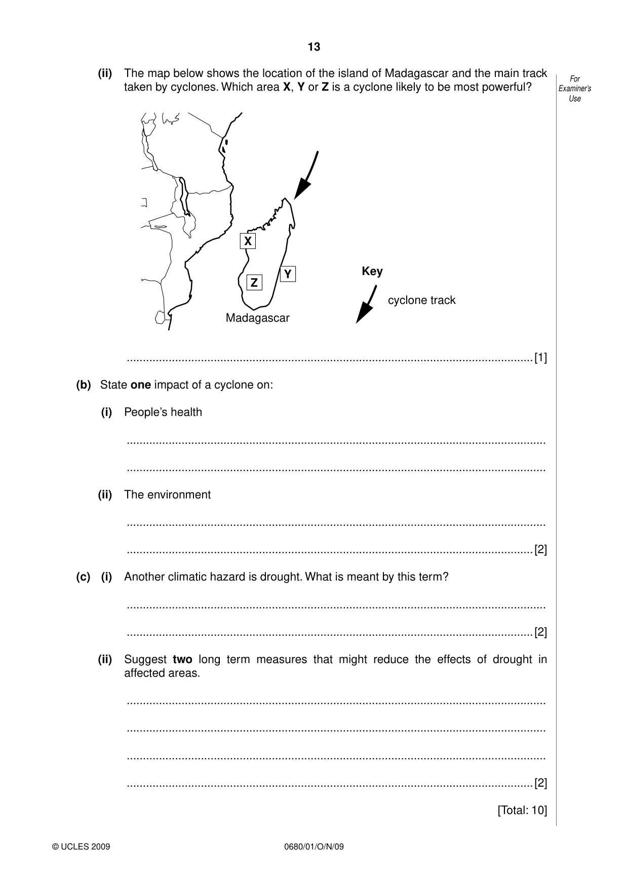 Cambridge IGCSE Environmental Management 0680 2009 Oct/Nov Paper 1 · Variant 1 question paper, page 13 of 16
