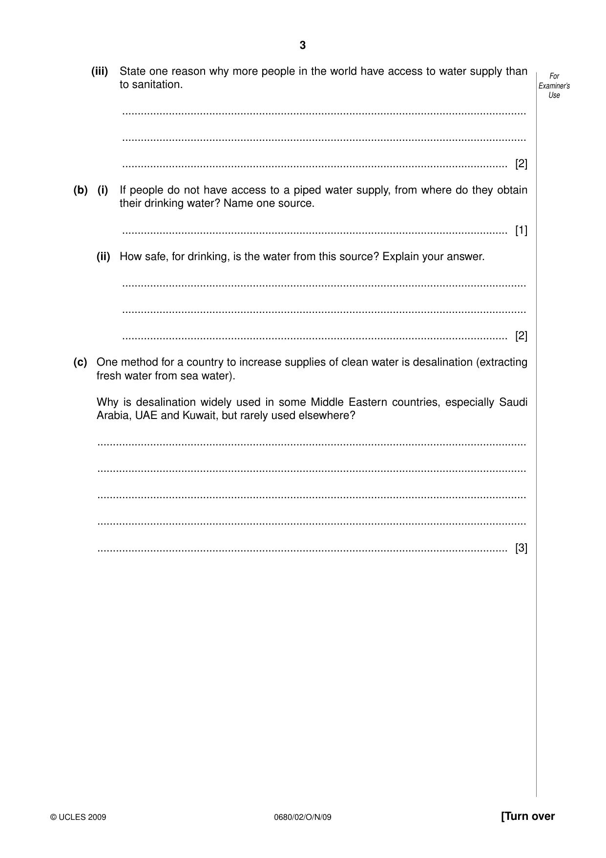 Cambridge IGCSE Environmental Management 0680 2009 Oct/Nov Paper 2 · Variant 1 question paper, page 3 of 16