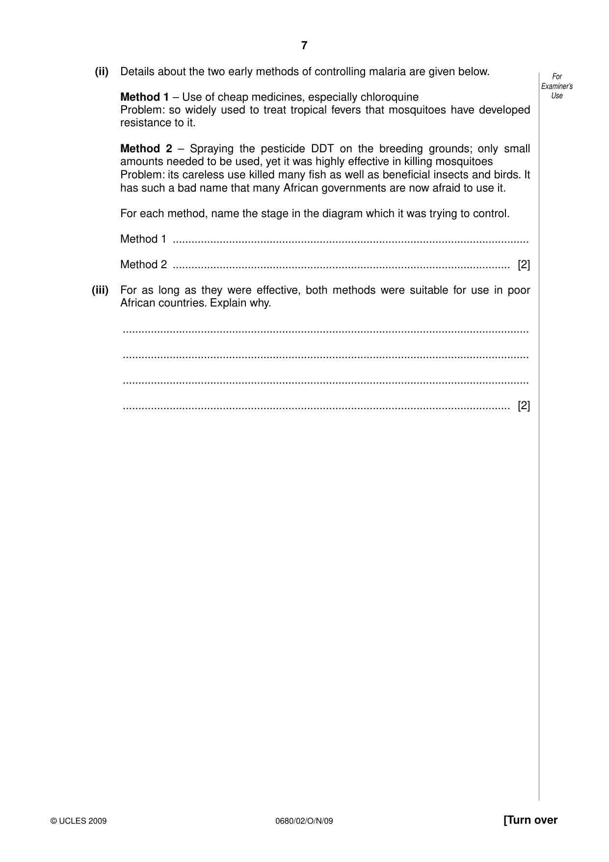 Cambridge IGCSE Environmental Management 0680 2009 Oct/Nov Paper 2 · Variant 1 question paper, page 7 of 16