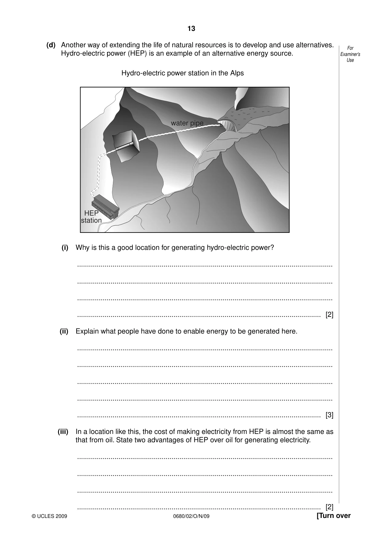 Cambridge IGCSE Environmental Management 0680 2009 Oct/Nov Paper 2 · Variant 1 question paper, page 13 of 16