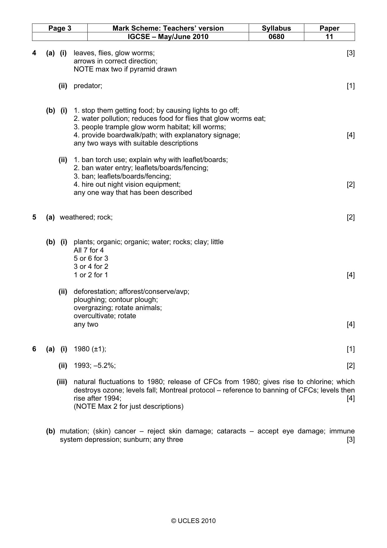 Mark scheme, page 3 of 3
