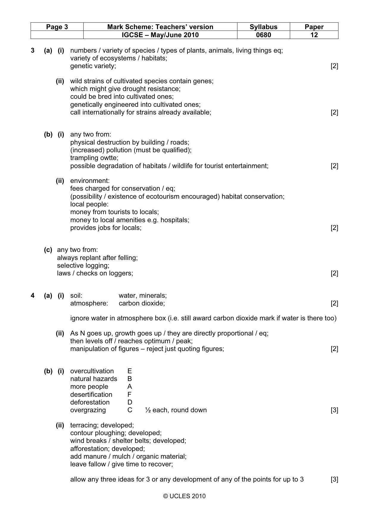 Mark scheme, page 3 of 4