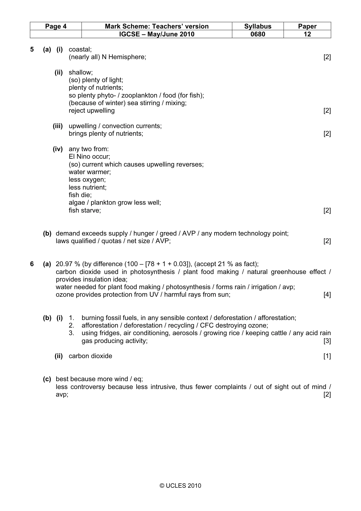 Mark scheme, page 4 of 4