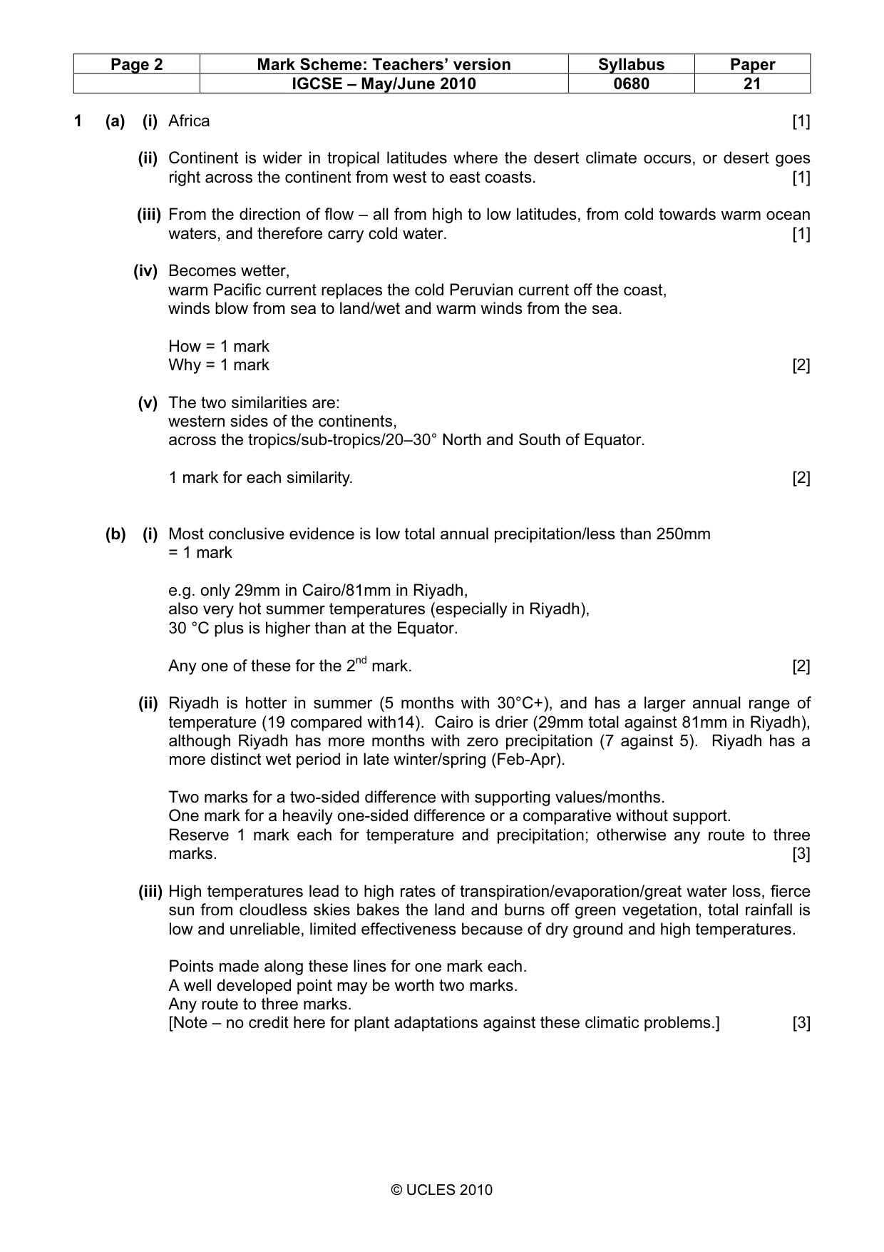 Mark scheme, page 2 of 7