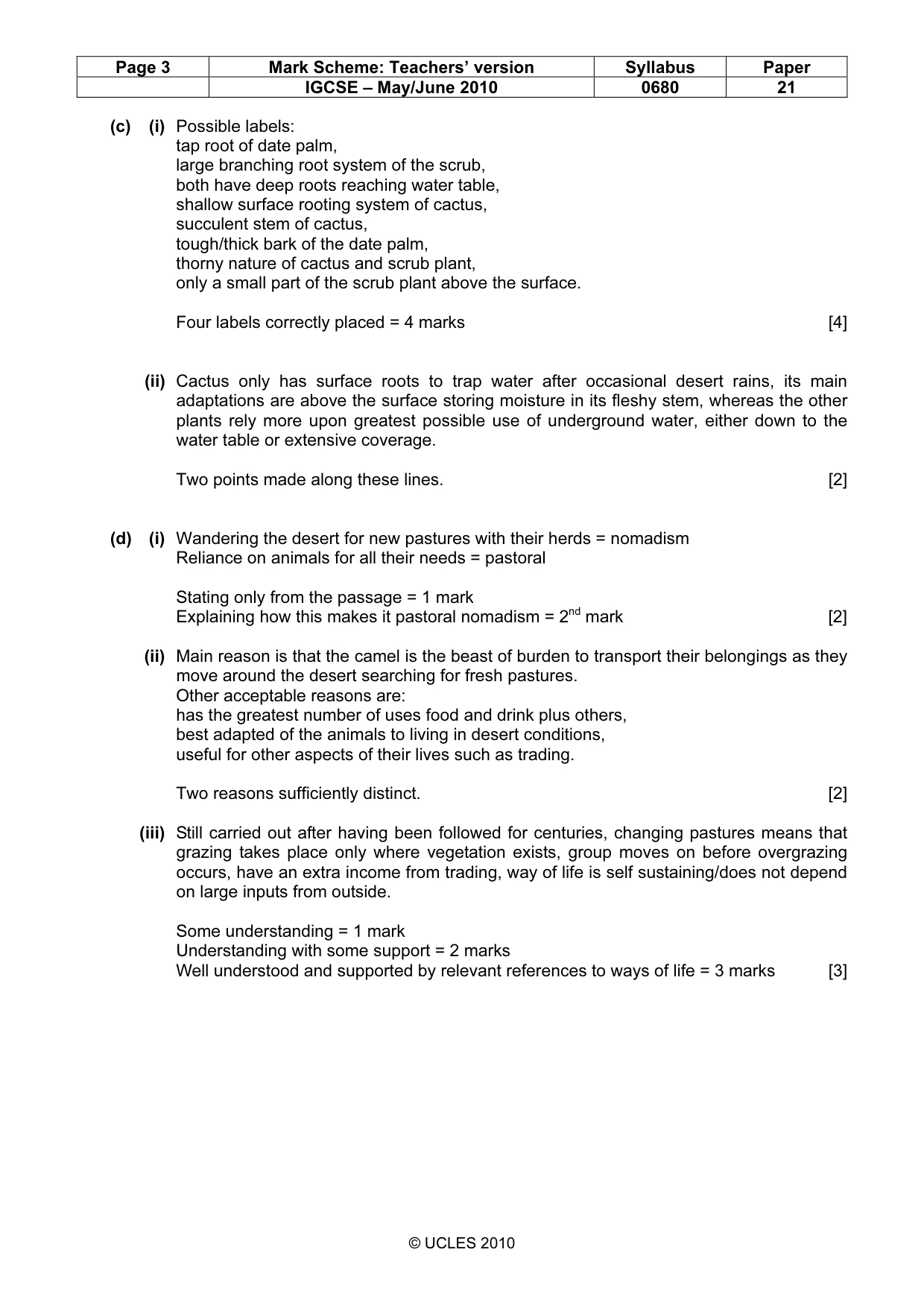 Mark scheme, page 3 of 7
