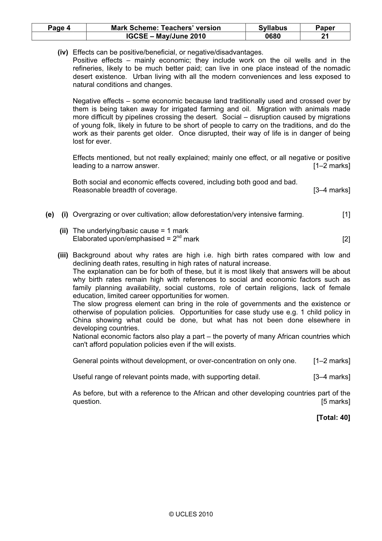 Mark scheme, page 4 of 7