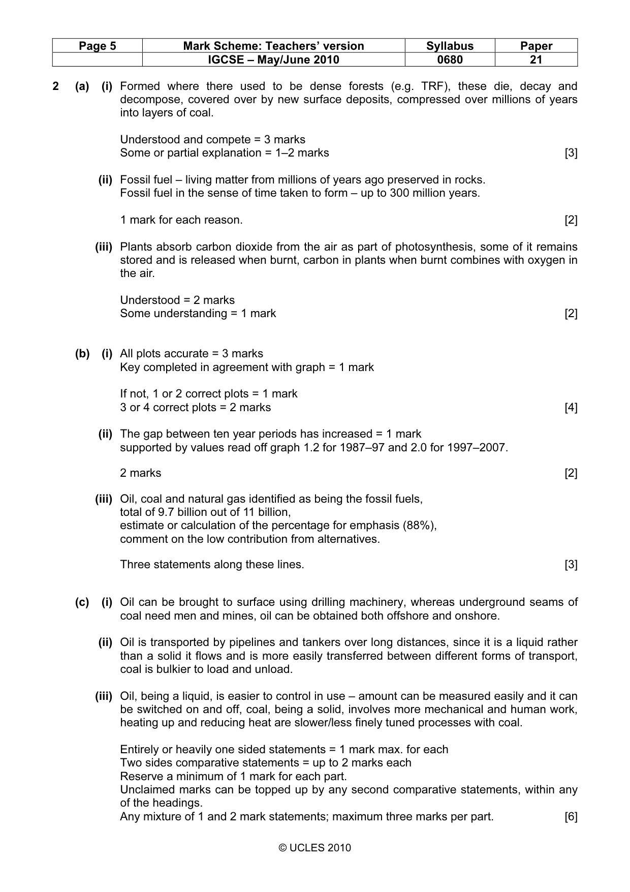 Mark scheme, page 5 of 7