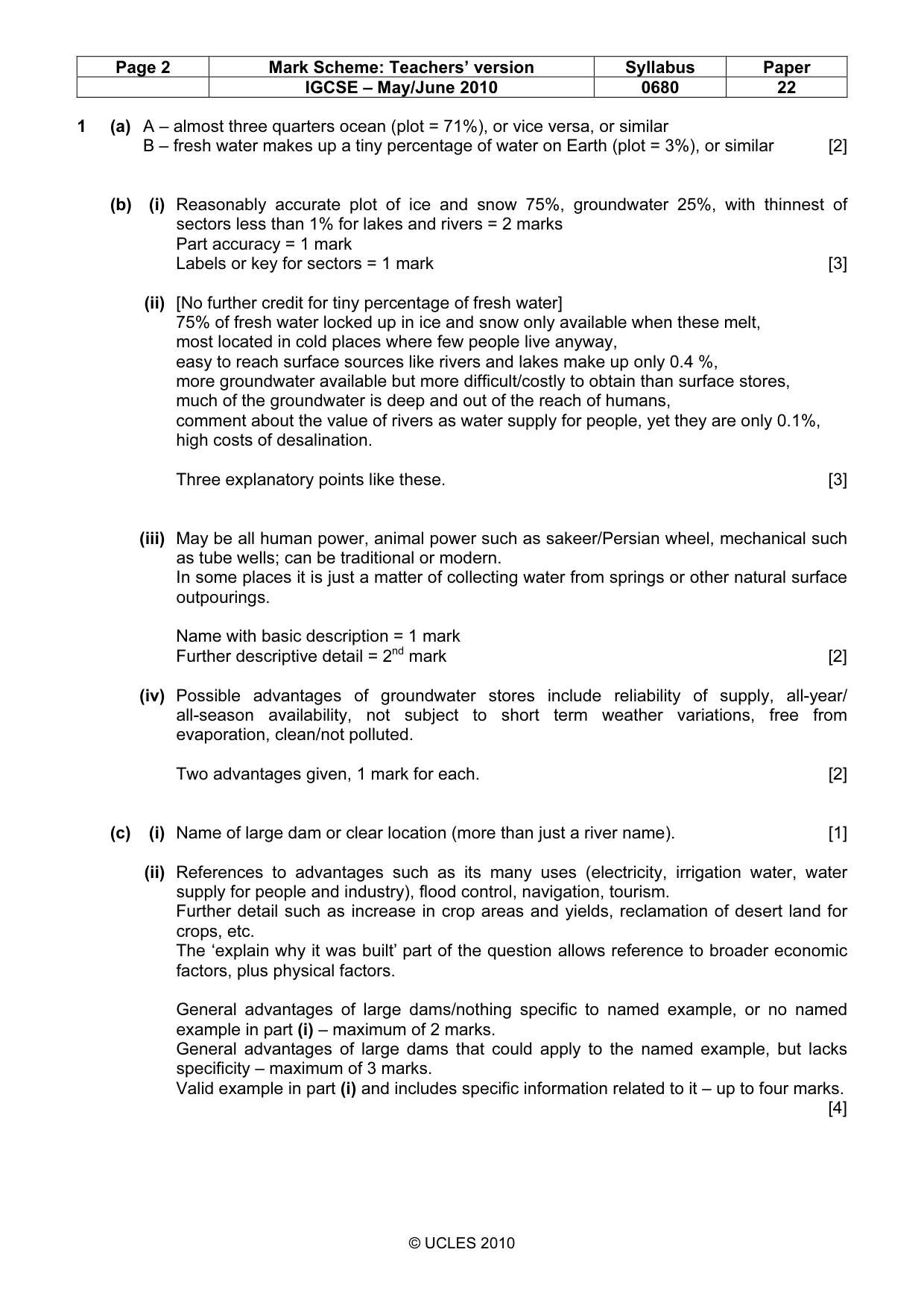 Mark scheme, page 2 of 7