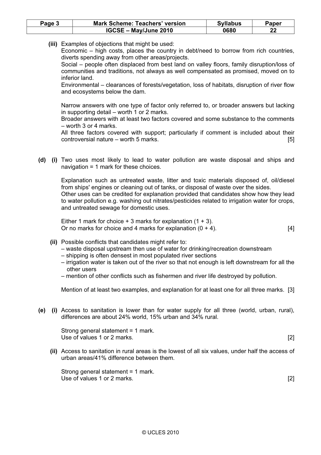Mark scheme, page 3 of 7