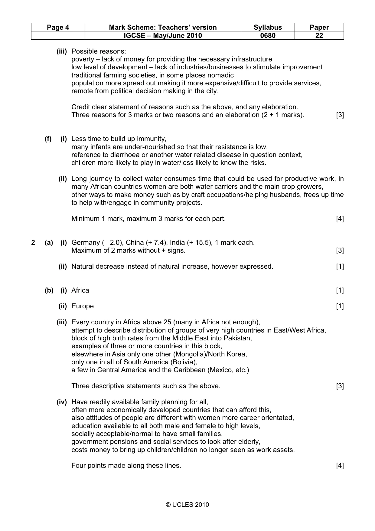 Mark scheme, page 4 of 7