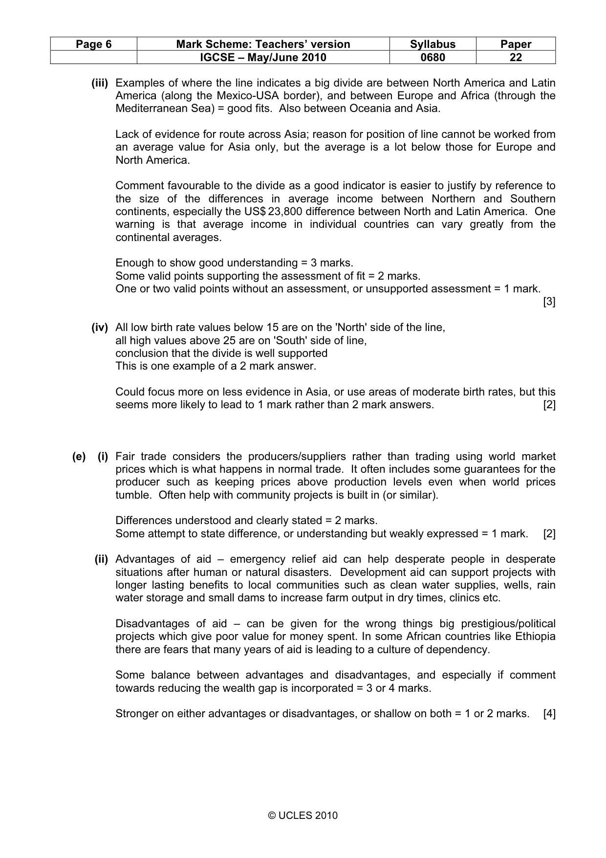Mark scheme, page 6 of 7