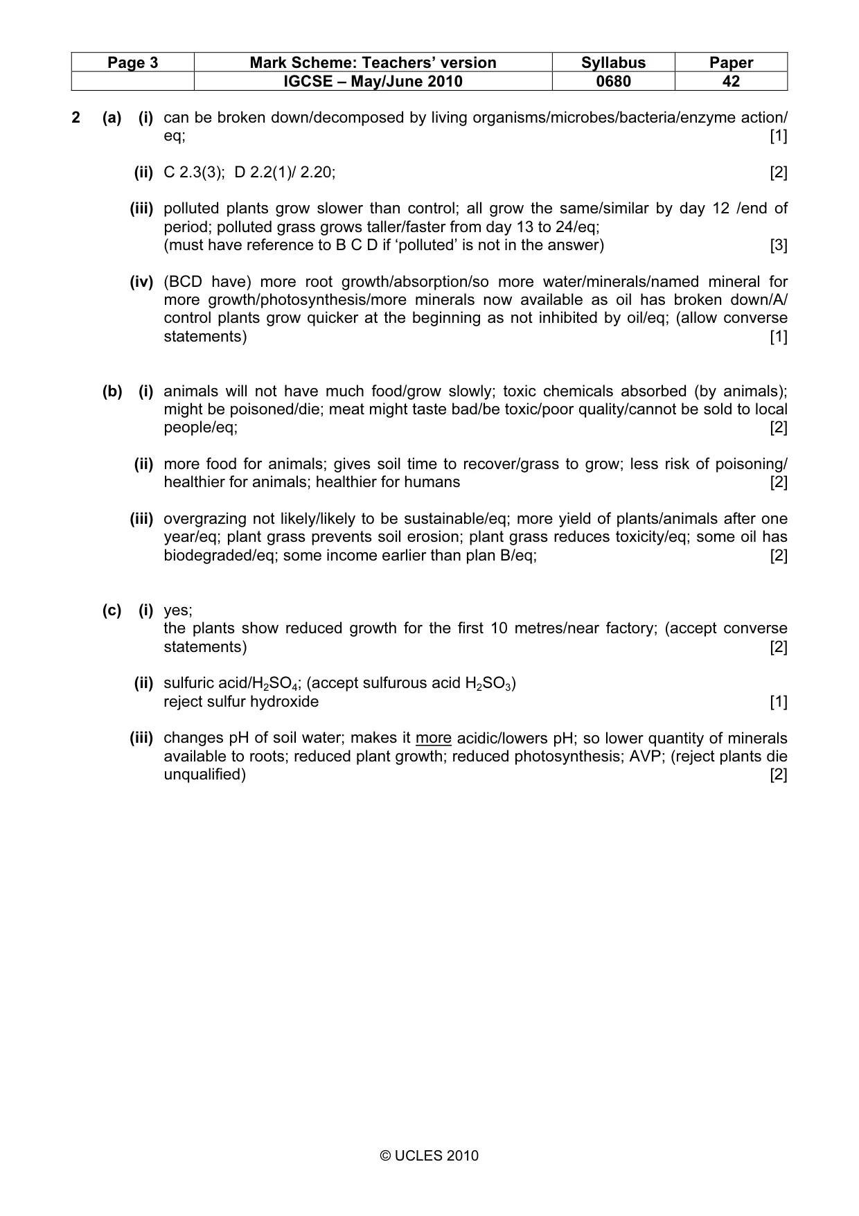 Mark scheme, page 3 of 4