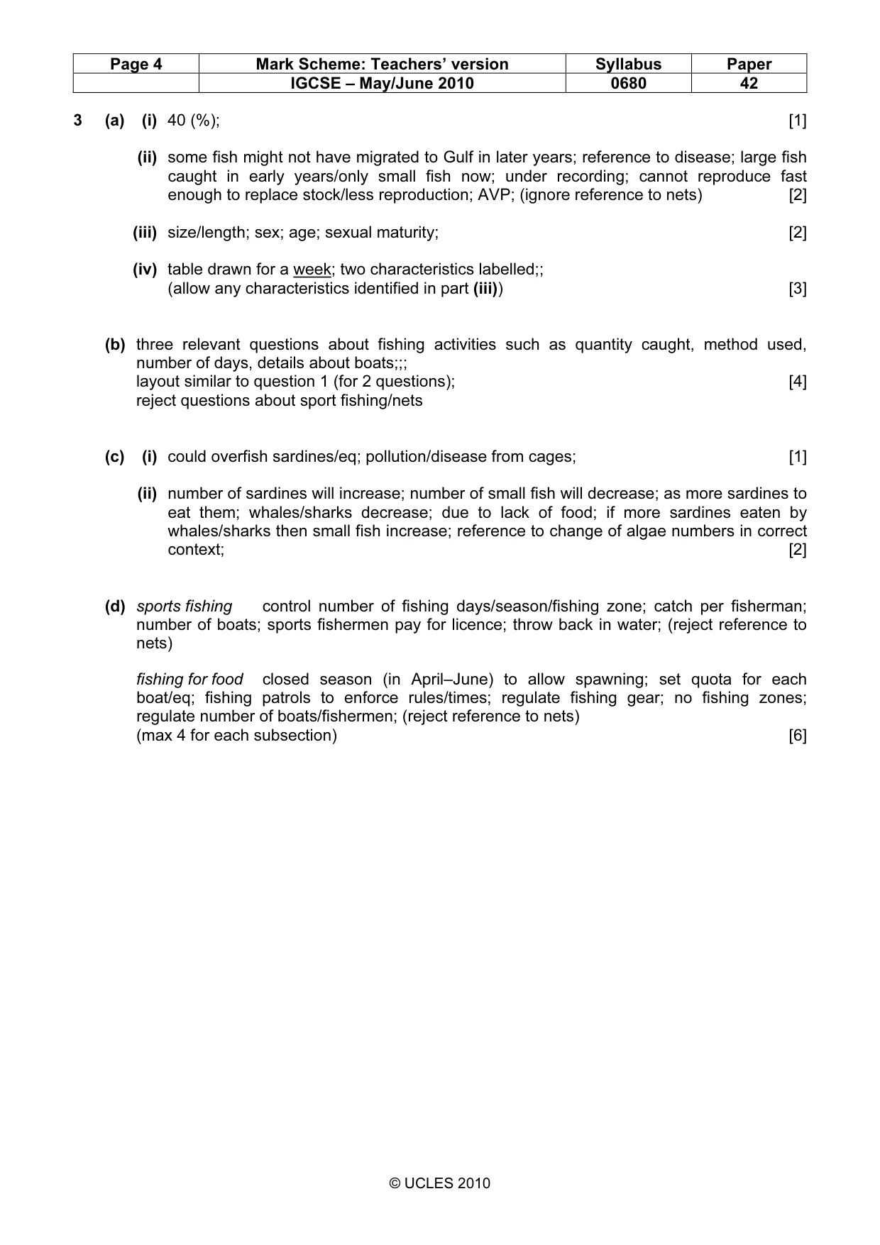 Mark scheme, page 4 of 4