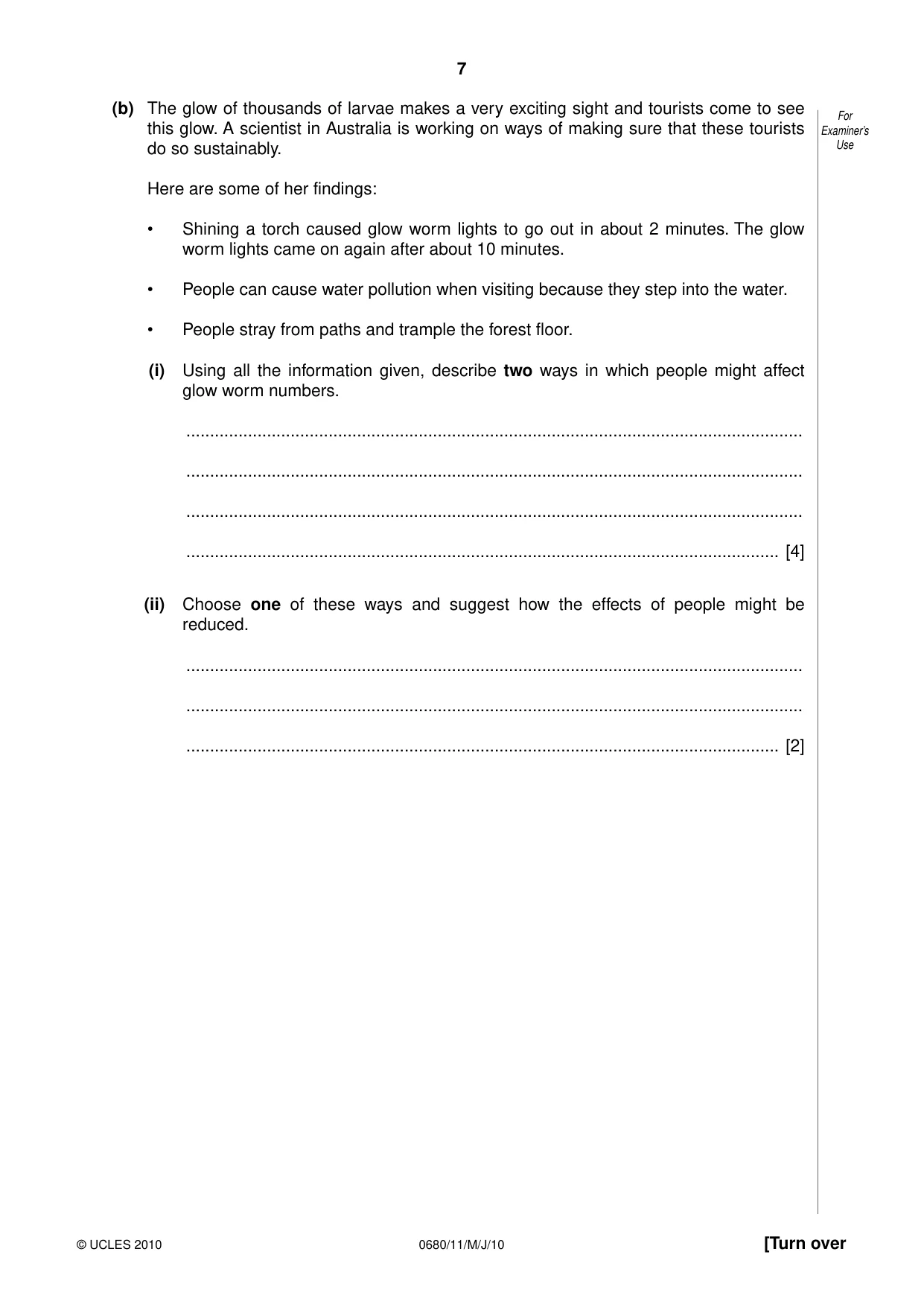 Cambridge IGCSE Environmental Management 0680 2010 May/June Paper 1 · Variant 1 question paper, page 7 of 12