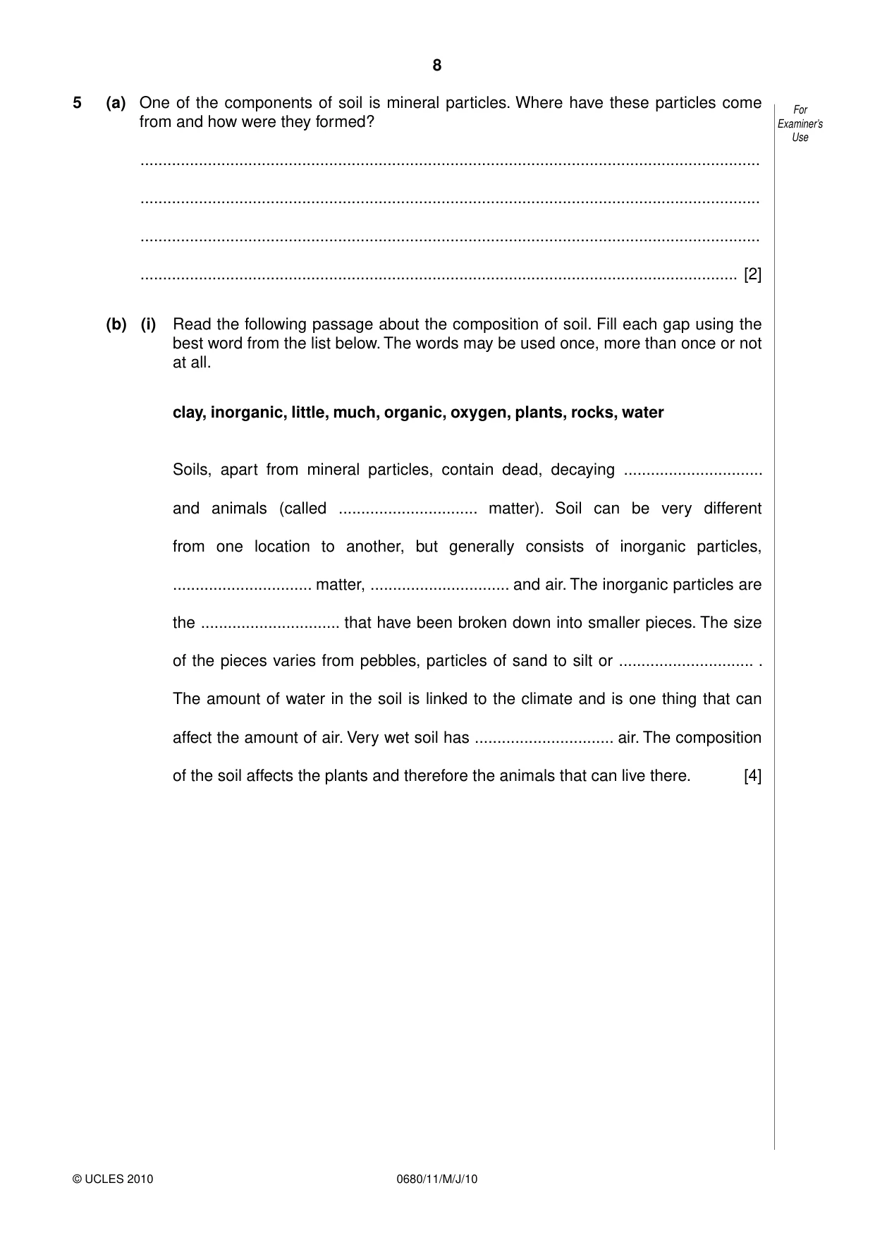 Cambridge IGCSE Environmental Management 0680 2010 May/June Paper 1 · Variant 1 question paper, page 8 of 12