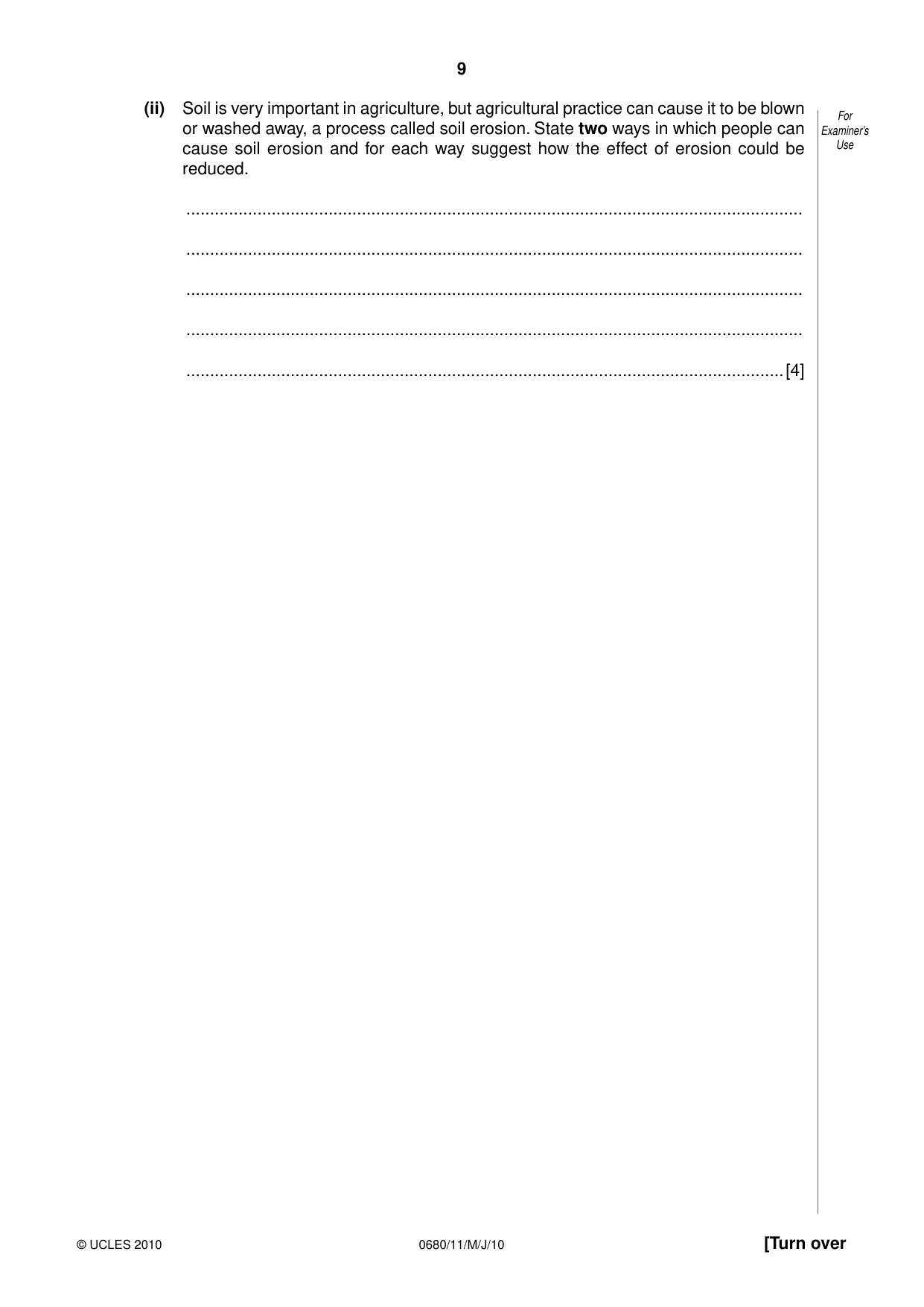 Cambridge IGCSE Environmental Management 0680 2010 May/June Paper 1 · Variant 1 question paper, page 9 of 12