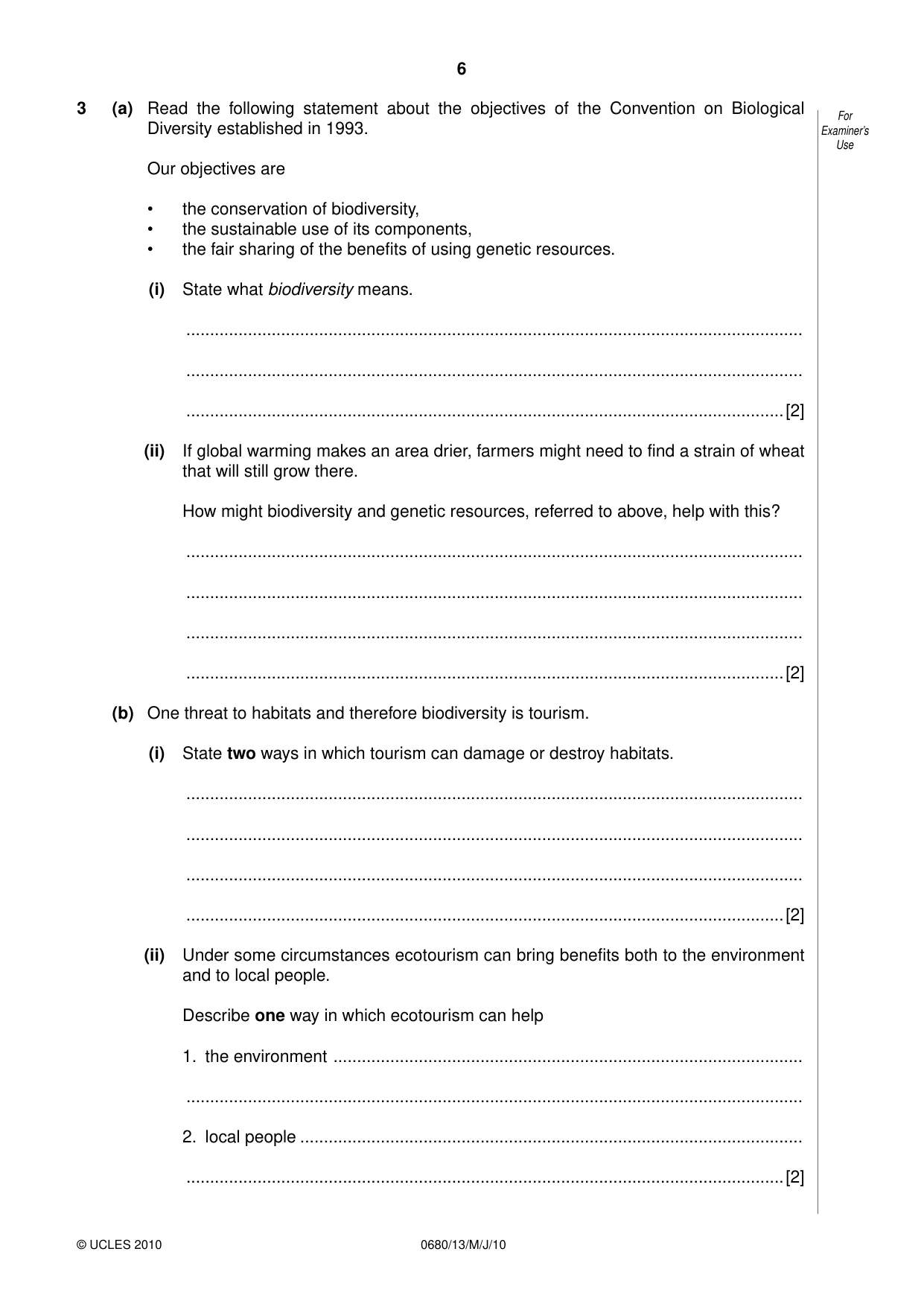 Cambridge IGCSE Environmental Management 0680 2010 May/June Paper 1 · Variant 3 question paper, page 6 of 12