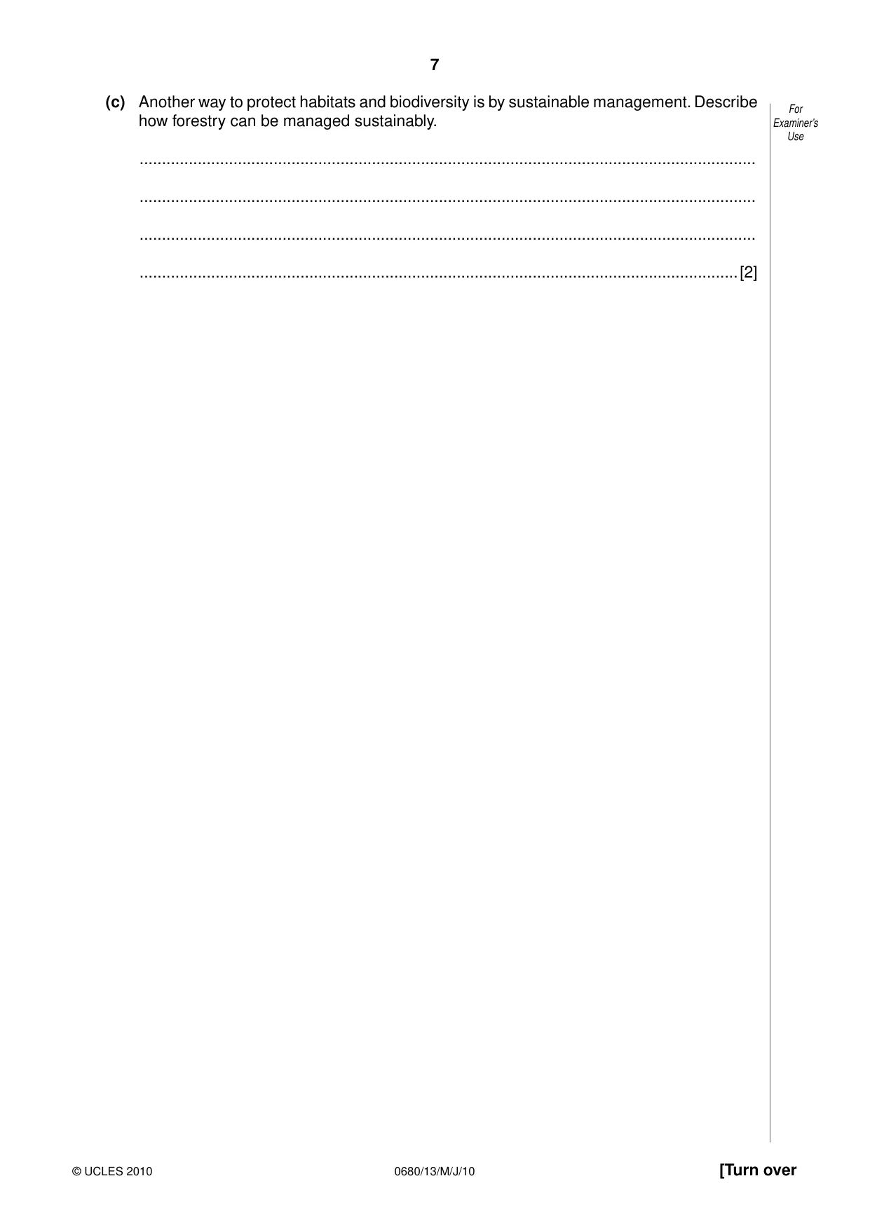 Cambridge IGCSE Environmental Management 0680 2010 May/June Paper 1 · Variant 3 question paper, page 7 of 12
