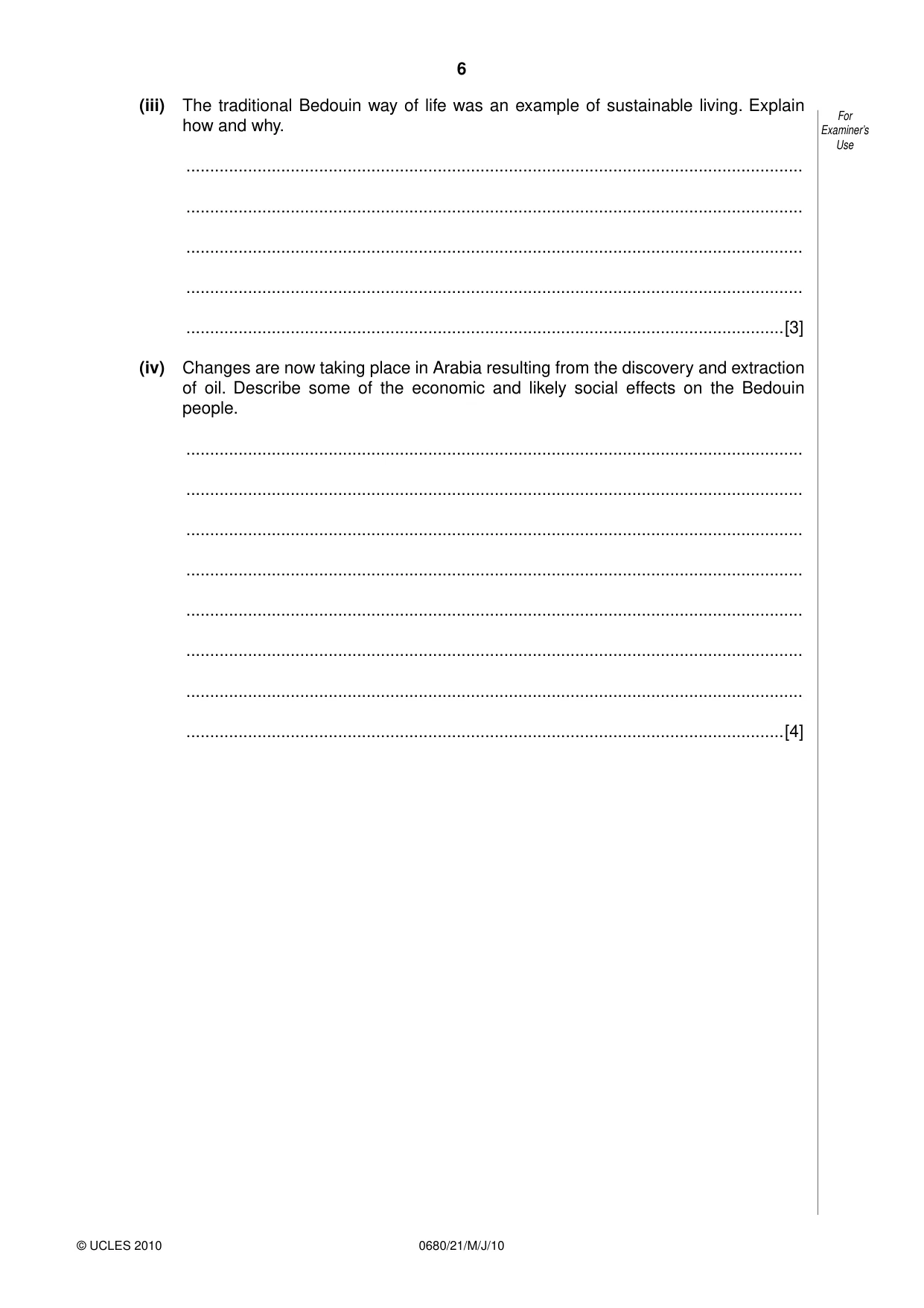 Cambridge IGCSE Environmental Management 0680 2010 May/June Paper 2 · Variant 1 question paper, page 6 of 16