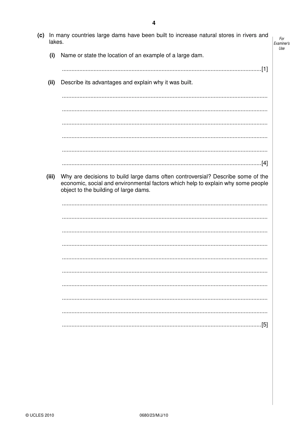 Cambridge IGCSE Environmental Management 0680 2010 May/June Paper 2 · Variant 3 question paper, page 4 of 16