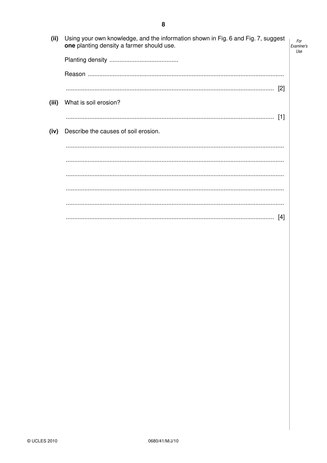 Cambridge IGCSE Environmental Management 0680 2010 May/June Paper 4 · Variant 1 question paper, page 8 of 20