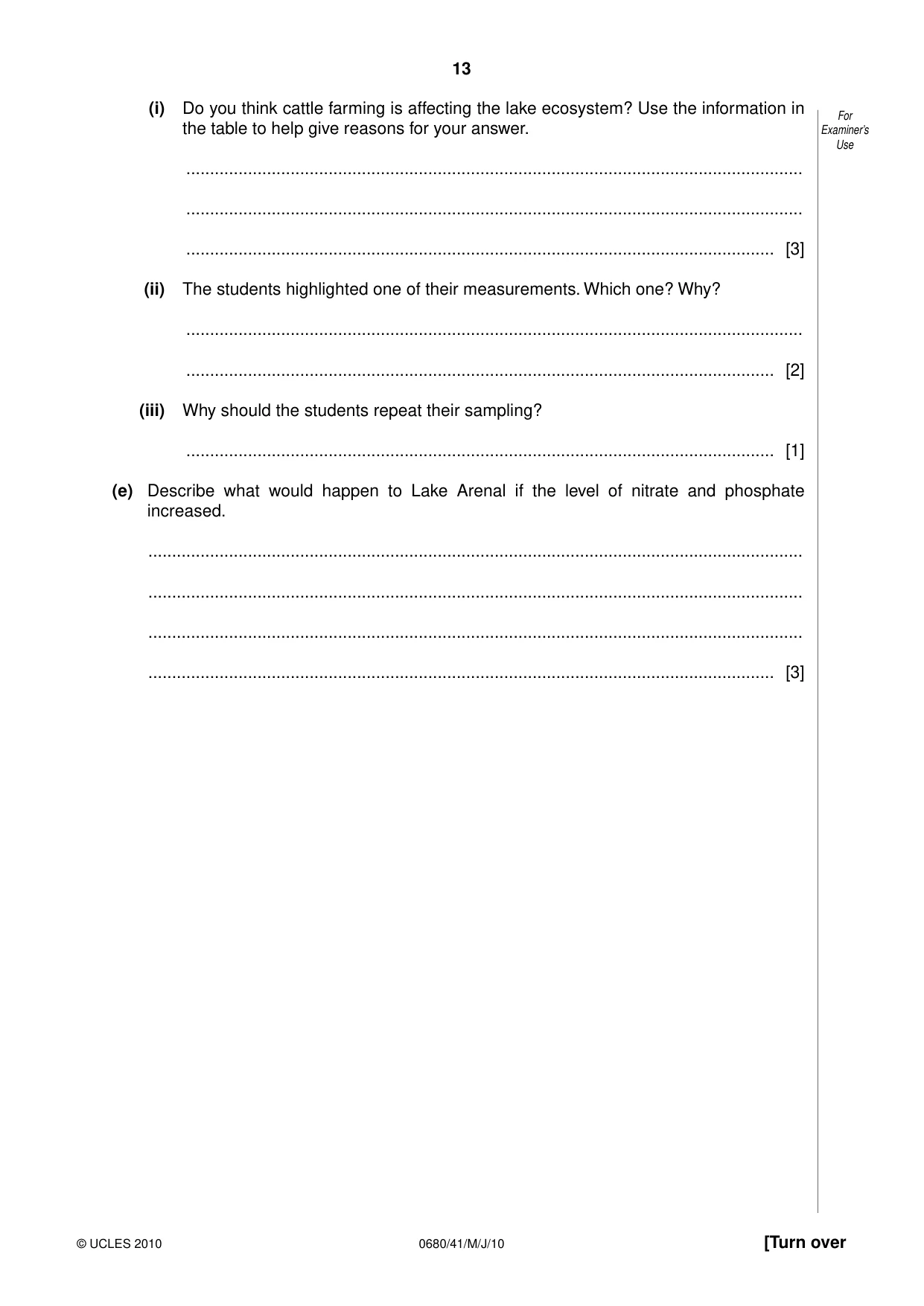 Cambridge IGCSE Environmental Management 0680 2010 May/June Paper 4 · Variant 1 question paper, page 13 of 20