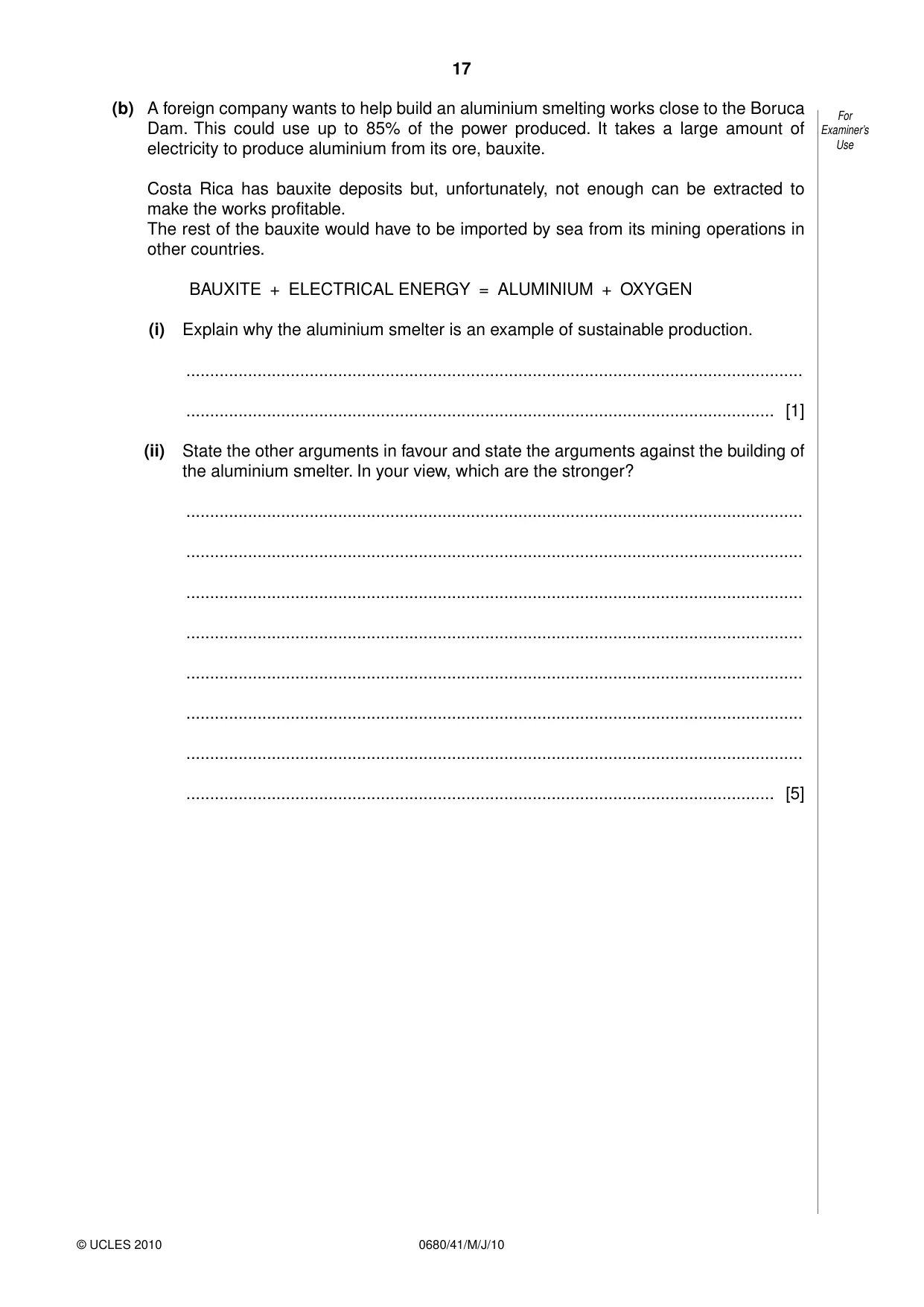 Cambridge IGCSE Environmental Management 0680 2010 May/June Paper 4 · Variant 1 question paper, page 17 of 20
