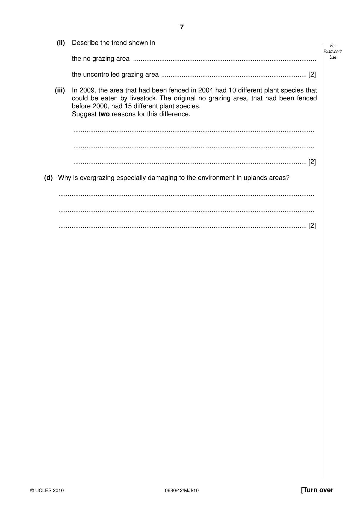 Cambridge IGCSE Environmental Management 0680 2010 May/June Paper 4 · Variant 2 question paper, page 7 of 16