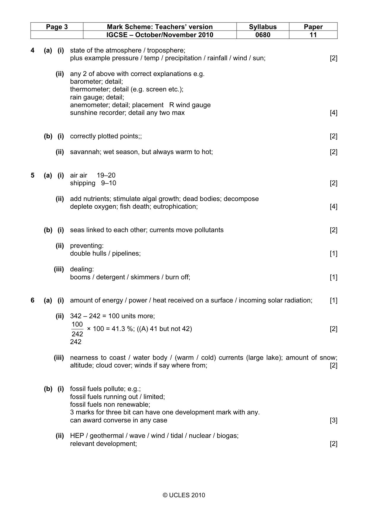Mark scheme, page 3 of 3