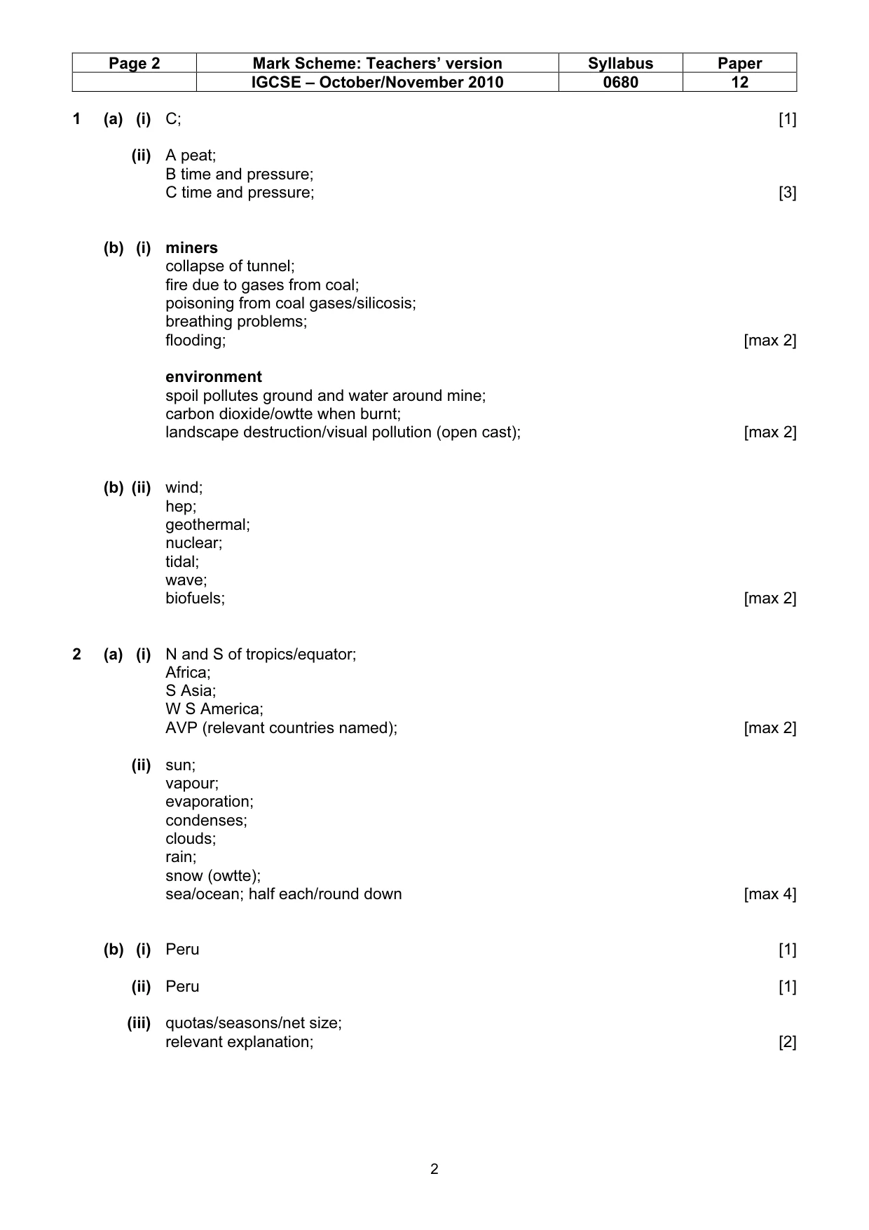 Mark scheme, page 2 of 4