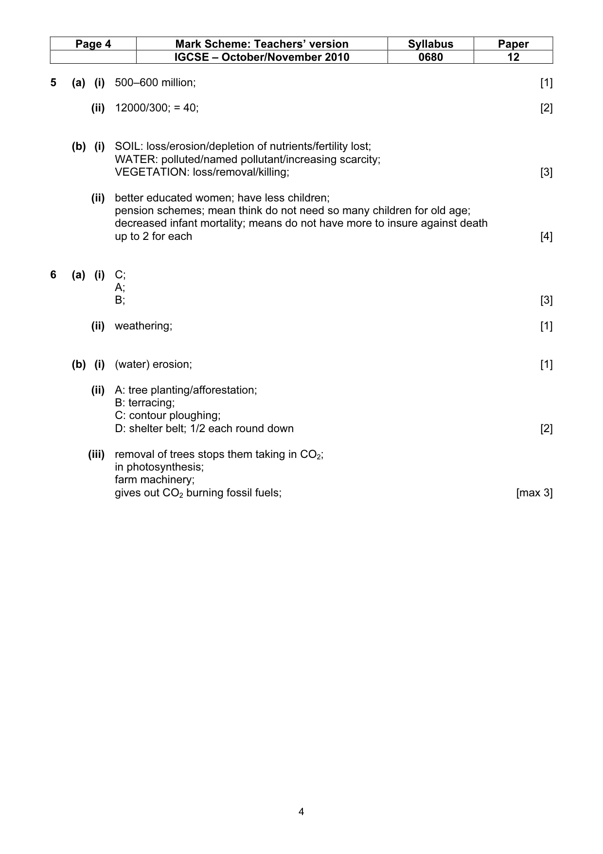 Mark scheme, page 4 of 4