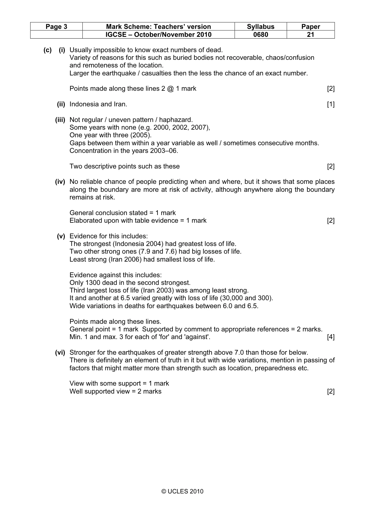 Mark scheme, page 3 of 7