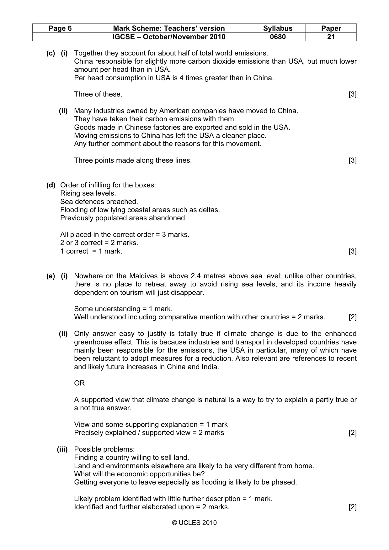 Mark scheme, page 6 of 7
