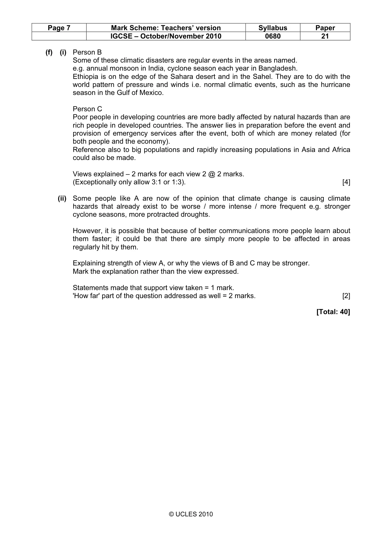 Mark scheme, page 7 of 7