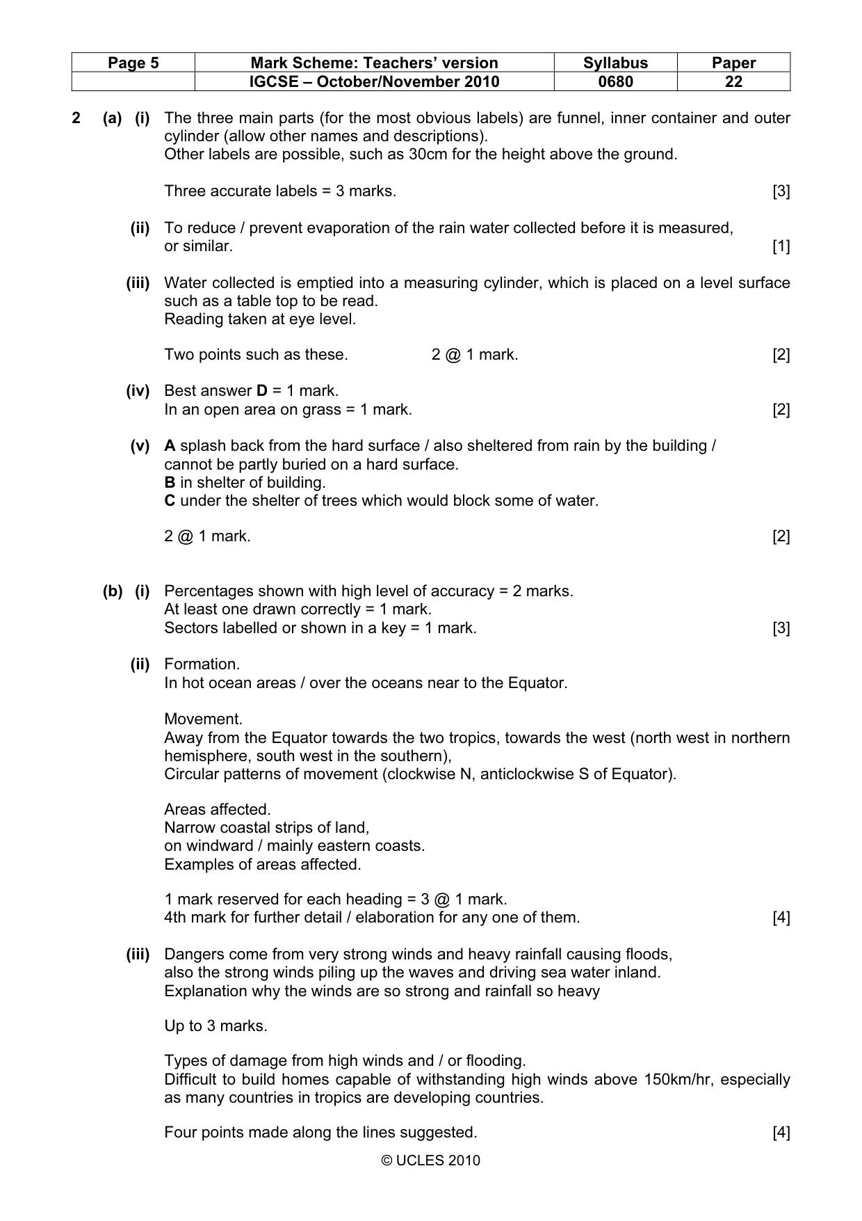 Mark scheme, page 5 of 7