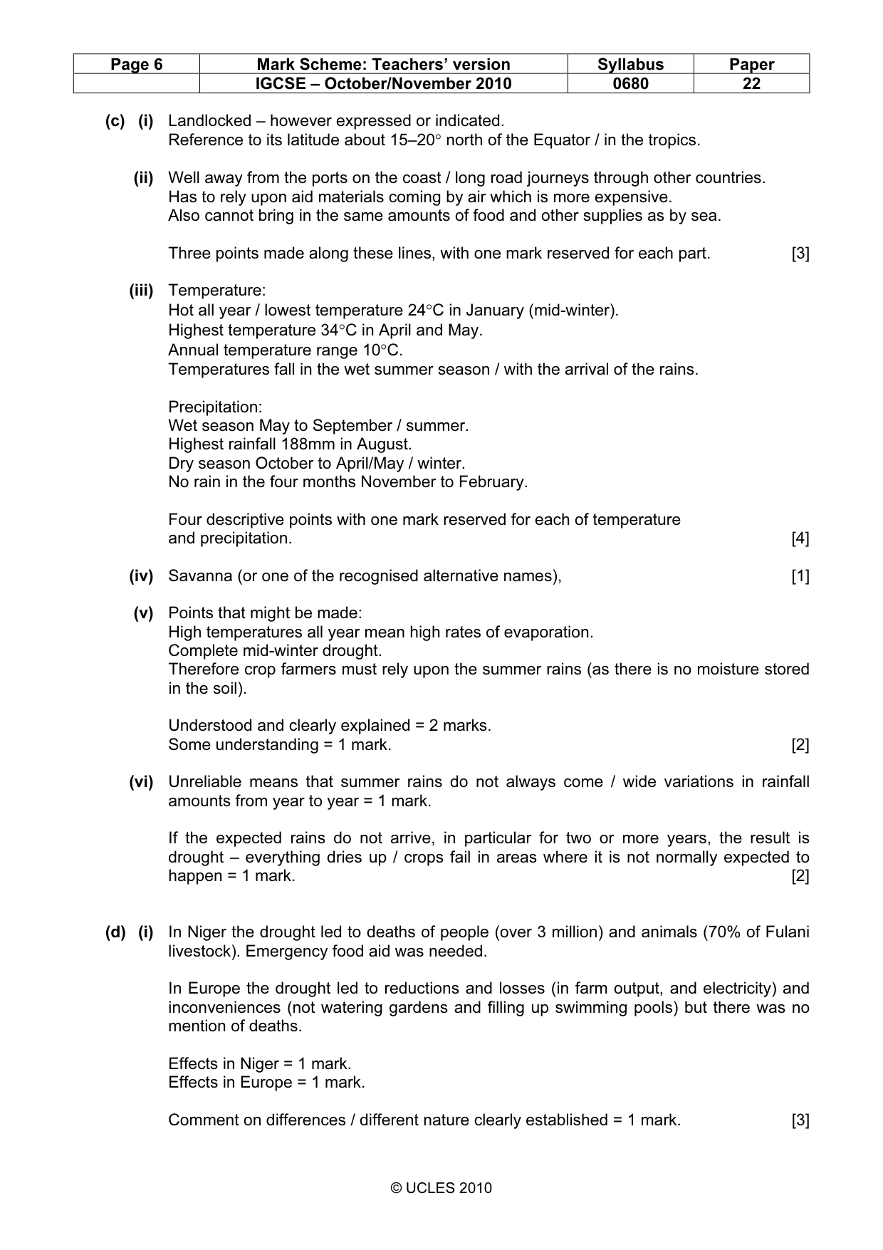 Mark scheme, page 6 of 7