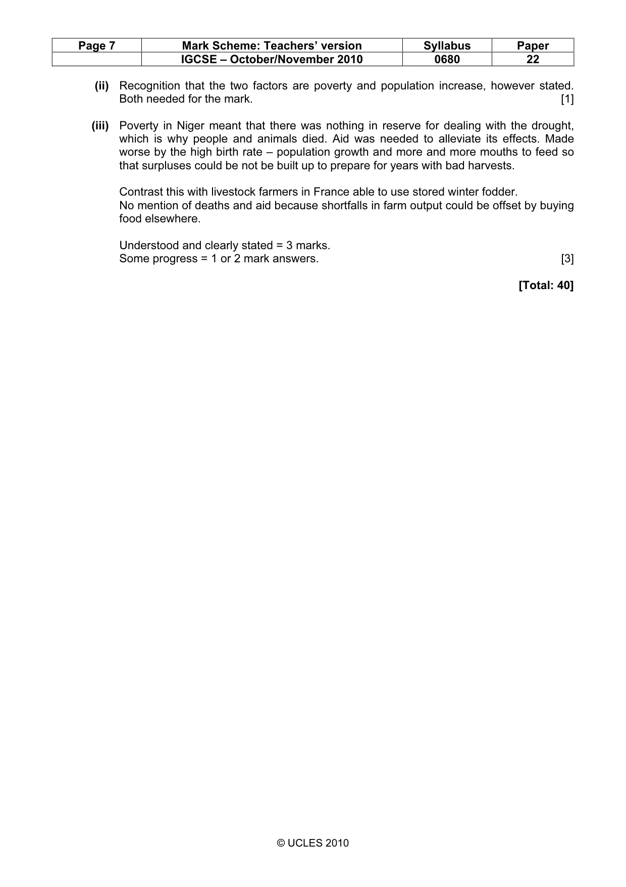 Mark scheme, page 7 of 7