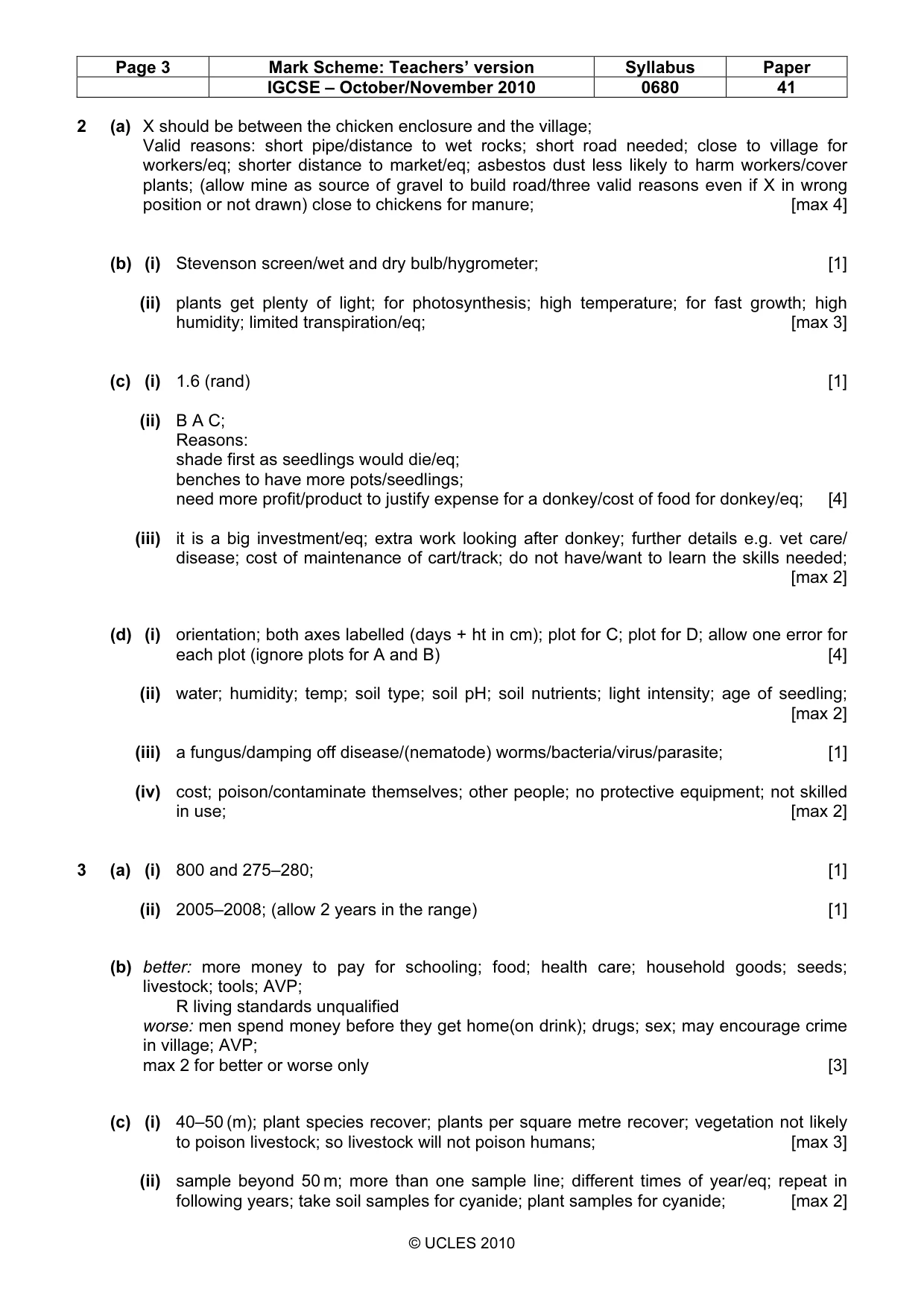 Mark scheme, page 3 of 3
