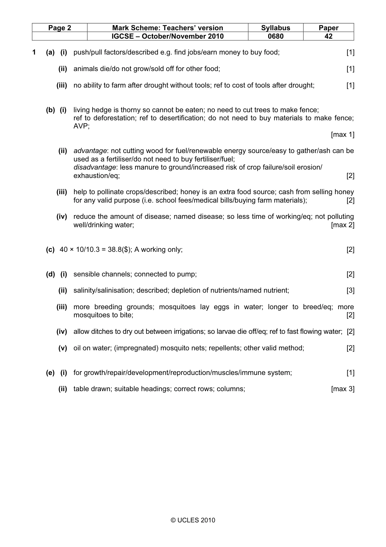 Mark scheme, page 2 of 3
