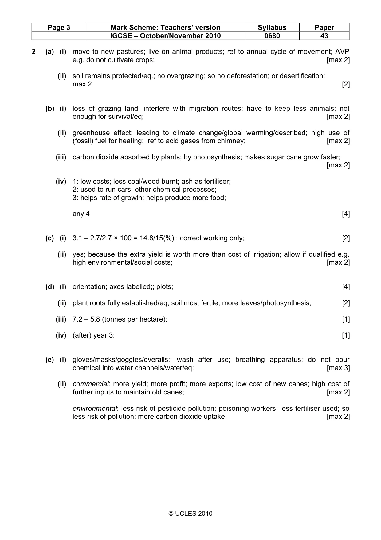 Mark scheme, page 3 of 3