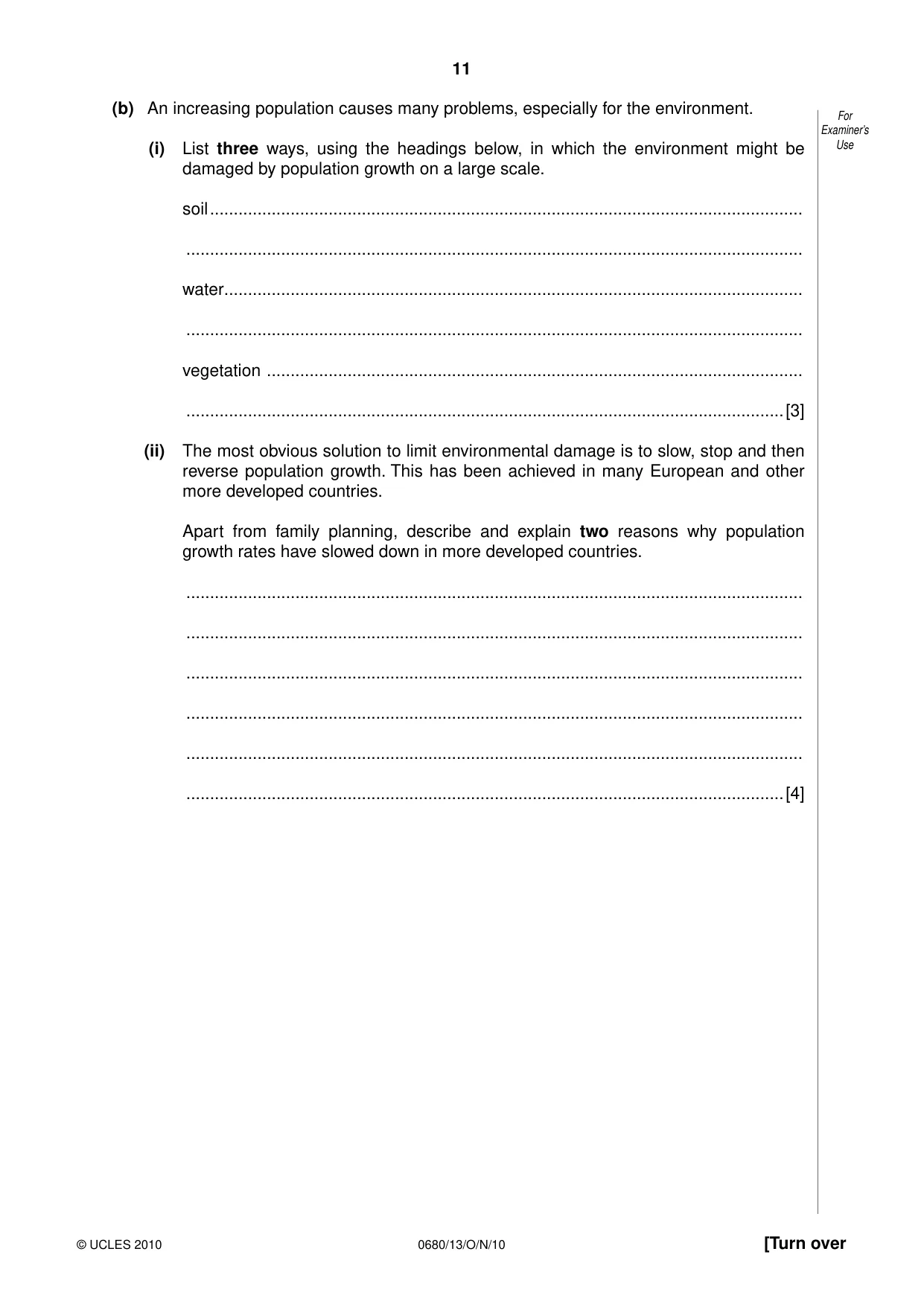 Cambridge IGCSE Environmental Management 0680 2010 Oct/Nov Paper 1 · Variant 3 question paper, page 11 of 16