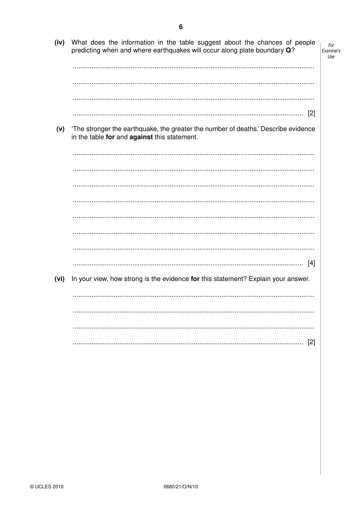 Cambridge IGCSE Environmental Management 0680 2010 Oct/Nov Paper 2 · Variant 1 question paper, page 6 of 16