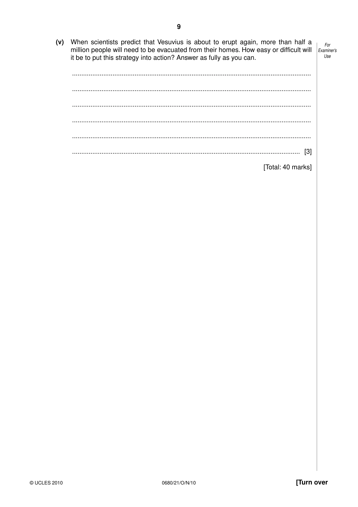 Cambridge IGCSE Environmental Management 0680 2010 Oct/Nov Paper 2 · Variant 1 question paper, page 9 of 16