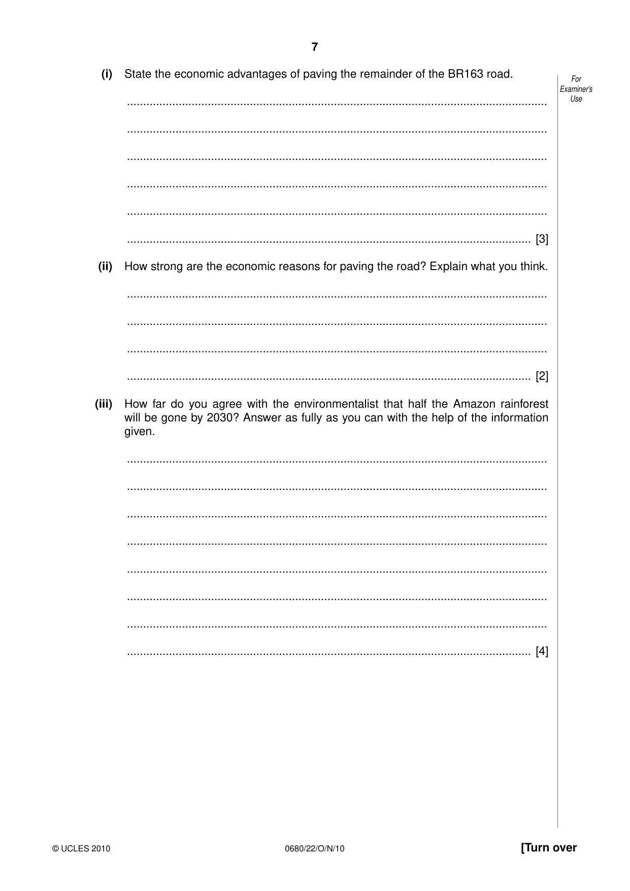Cambridge IGCSE Environmental Management 0680 2010 Oct/Nov Paper 2 · Variant 2 question paper, page 7 of 20